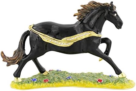 WWID Black Horse Stallion Trinket Box Figurine Ornament 9 cm