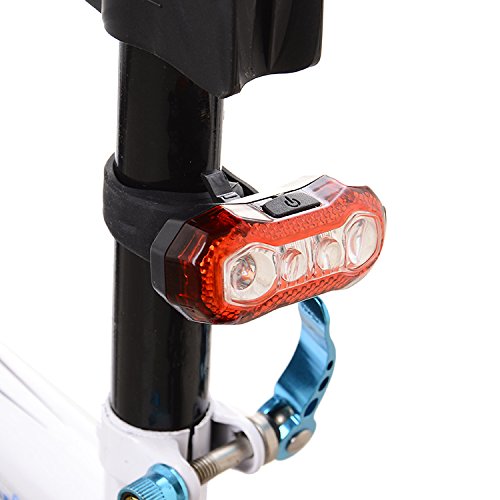 ZITFRI LED Rücklicht Fahrrad Rückleuchte LED Fahrradlicht Warnleuchte Frontleuchte Für Helm, Fahrrad, usw., USB Aufladbare Fahrradbeleuchtung Mit 5 Lichtmodi und Verstellbarem Gummihalter Super Hell 120 Lumen (Rot) - 8