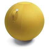 Ballon-siège VLUV LEIV, siège ergonomique pour enfants et autres personnes, couleur: Mustard (jaune moutarde), Ø 50cm - 55cm, Tissu d'ameublement, robuste et indéformable avec une poignée de transport