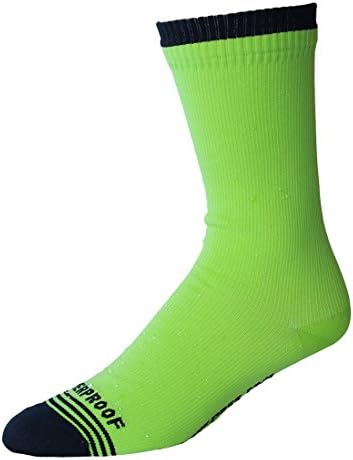 Showers Pass Material Breakdown Is: Outside Layer: 78% 15% 7% Inside Membrane Is 100% Polyurethane Inner Lining: 81% Coolmax, 16% Polyester, 2% Spandex and 1% Nylon Crosspoint Waterproof WP Hi-Viz Crew Sock, Neon Yellow, M/L