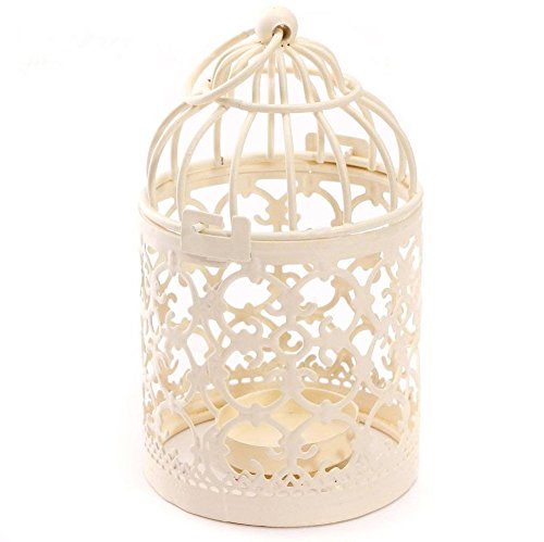 JUNGEN Nostalgischer Deko Vogelvoliere Vogelkäfig Vogelbauer Lilie Landhausstil 14*8cm,creme Weiß