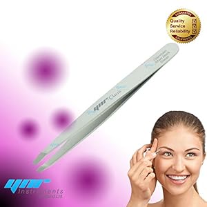 YNR® Classic eyebrow Tweezer Slanted Tip Made in German Stainless Steel | for precision removal of tiny hair | Smooth on…