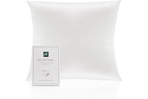 RUIPTSKE Poszewka na poduszkę z naturalnego jedwabiu, hipoalergiczna, 22 momme, 100% jedwab, 600 przędzy, z ukrytym zamkiem błyskawicznym (kolor biały, 40 x 40 cm)