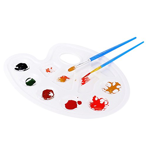 GWHOLE 3er Set Mischpaletten Palette Kunststoff Malsets mit 10 Mulden, Griffloch