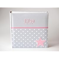 Fotoalbum Kombi Pünktchen Punkte hellgrau rosa mit Stern