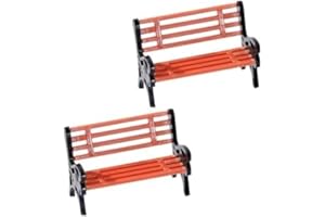 NLINLIN 2 Pcs Miniature Bench for Christmas Dollhouse, Mini Plastic Village Accessory, Doll House Bench for DIY Decor, Cake Toppers, City Park Accessory