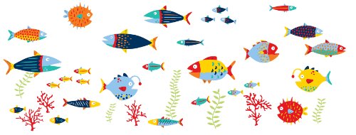 Preisvergleich Produktbild Wallpops Fisch Tales Wanddeko-Set, klein