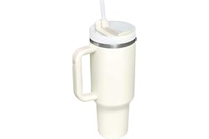 idudu 40oz(1200ml) Isolierbecher mit Griff, Doppelwandig Vakuum Isolierter Autobecher, Thermobecher mit Strohhalm, Trinkbecher für heißen und kalten Kaffee, Wasser, Getränke, Tee