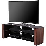 1home Curved TV Stand fits 32-55 inch 4K Ultra HD LED LCD OLED Flat Walnut