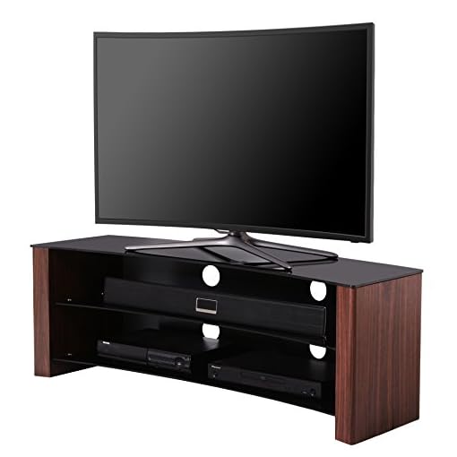 1HOME-curvo-TV-stand-Fits-32-1397-cm-4-K-Ultra-HD-Flat-or-Curved-OLED-LCD-LED-e-Plasma-Smart-TV-3D-in-vetro-nero-effetto-legno-di-noce