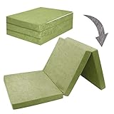 FORTISLINE Matelas d'appoint Pliant lit d'appoint lit d'invité futon Pouf 195x80x9 cm Couleur Vert