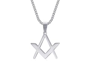 BOBIJOO JEWELRY - Collana con Ciondolo discreto, Simbolo massoneria, Bussola Quadrata, Catena in Acciaio, Argento