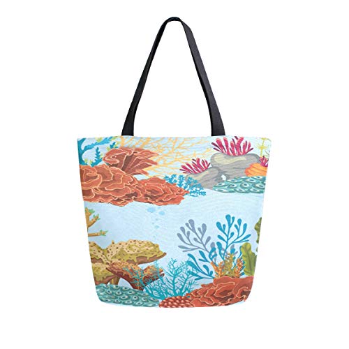 Preisvergleich Produktbild Tanzen Seetang und Algen tragbare große doppelseitige lässig Canvas Tragetaschen Handtasche Schulter wiederverwendbare Einkaufstaschen Seesack Geldbörse für Frauen Männer Lebensmittelgeschäft Reisen