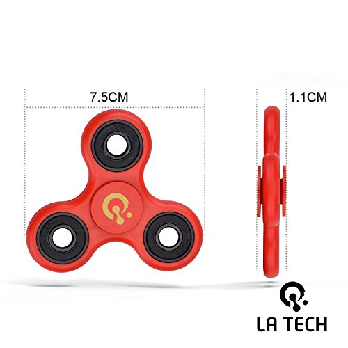 LA TECH Hand Spinner Finger Tri-Spinner Fidget EDC Focus Toy Unruhe Kreisel Spielzeug Fidget Toy Trio Kugellager für ADS, ADHS, Angstzustände und Autismus Erwachsene Kinder (Rot) - 3