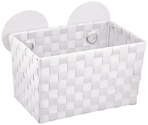 WENKO 20383100 Static-Loc Aufbewahrungskorb Fermo White - Badkorb, Befestigen ohne bohren, Kunststoff - Polypropylen, 20.5 x 14.5 x 14 cm, Weiß