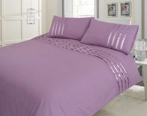 COT BED DUVET COVER WITH PILLOWCASE- SUPERIOR NATURAL COTTON RICH WITH HAND STICHED APPLIQUE WORK 120 X 150 CM - AMY LILAC