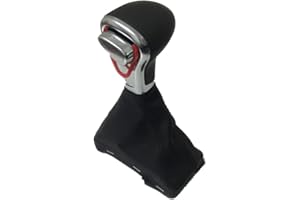 Cakievro Schaltknauf für Automatik, Linkslenker, Leder, für Audi A6, C6, A3, 8P, A4, B8, A5, Q5 (schwarzes Set)