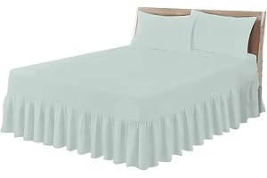 COTON MODE Duck Egg Easy Iron Single Valance Sheet - Poly Cotton Single Bed Skirt Valance Sheet 92CM x 190CM - Polycotton Single Frilled Base Fitted Valance Sheet