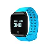 LongYu Sportuhr Fitness Intelligente Herzfrequenz-Überwachung OLED-Bildschirm wasserdicht Blutdruck Schrittzahl Z66 (Color : Blue)