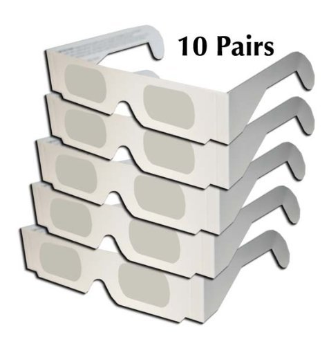 Preisvergleich Produktbild Solar Eclipse Glasses Shades - Latest Technology - Safety Lenses - White Cardboard - 10 Pairs by American Paper Optics, LLC.
