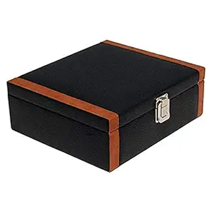 Black Leather Watch Box Without Watch For 8 Watch