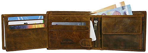Herren Geldbörse Geldbeutel Portemonnaie Leder WILD, Farbe:Braun - 4