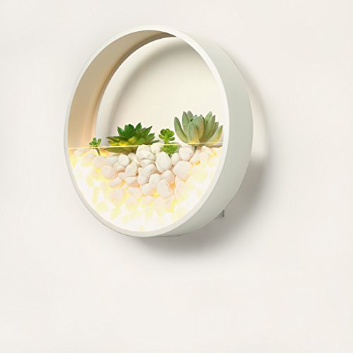 Preisvergleich Produktbild QQB Außenleuchte Wandleuchte Schlafzimmer Kamin Schmiedeeisen Wandleuchte Runde LED Nachttischlampe Stein Lampe Wanddekoration Lampen (Farbe : Weiß)