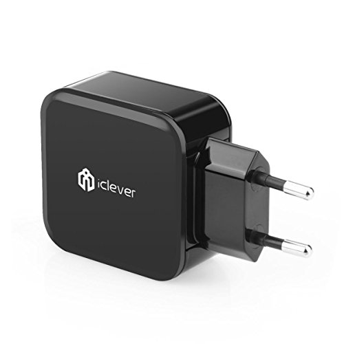 iClever   BoostCube Cargador USB  Travel Wall Charger con SmartID Tecnolog  a  24W   4 8A 2 Puertos  Cargador Port  til  Cargador de Pared  Adaptador USB -Negro