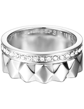 ESPRIT Damen-Stapelring JW52891 Ring Edelstahl rhodiniert Glas transparent