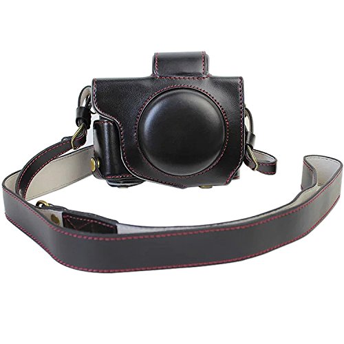 First2savvv Premium Qualität schwarz Ganzkörper- präzise Passform PU-Leder Kameratasche Fall Tasche Cover für Canon PowerShot G5 X mit SD-Kartenleser -XJD-G5X-HH01G10 - 5