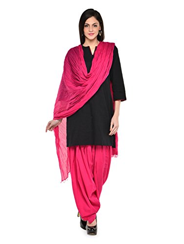 Women Cotton Solid Full Patiala Salwar Dupatta Set (Stmapa078637_Pink_Free Size)