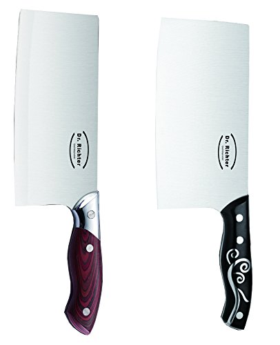 2er Set Chinesisches Kochmesser / Hackmesser - Qualitätsprodukte von Dr. Richter (Klingenlänge: 17,5 cm, Edelstahl)
