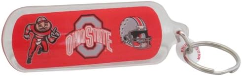 NCAA Ohio State Buckeyes 3 Logos Acrylic Key Ring, 5" x 2",Scarlet