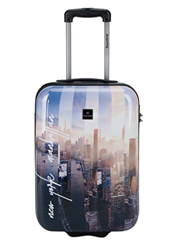 Preisvergleich Produktbild Saxoline Koffer Manhattan Stadt M 55x39x20cm Ryanair Bordgepäck Handgepäck Hartschale Reisekoffer Kabinen Trolley Case Bowatex