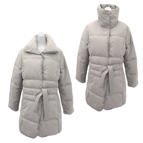 Front button waist ribbon down Maternity coat with baby pouch Gray UK size 8-10