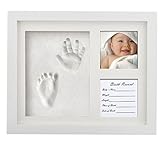 El material de arcilla pura y limpia garantiza el uso seguro de la piel del bebé, el marco de fotos de madera maciza viene con el montaje de la pared y el marco de tabla, el vidrio extraíble protege de manera efectiva la arcilla y foto.