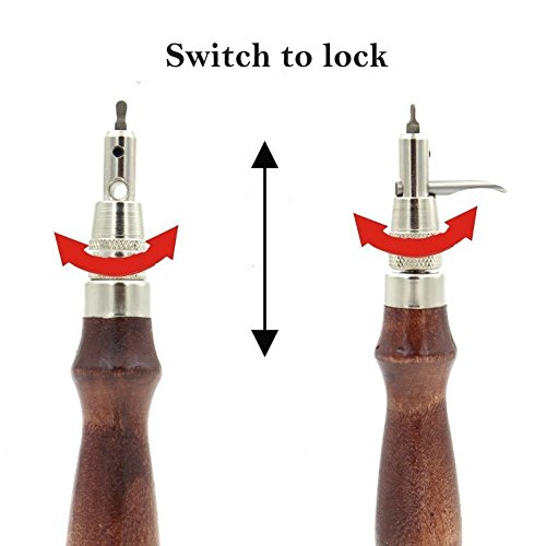 Racksoy Lederhobel Holzgriff Groover Creaser Lederhandwerk Werkzeugsatz für Kantenzieher Kantenformer - 4