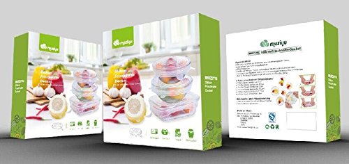 MUZIYU Silikon Frischhalte-Deckel, dehn- & wiederverwendbar, Frischhalte- & Alufolie ersetzen, Öko-freundlich, 6 verschiedene Deckel für unterschiedliche Formen und Größen von Behältern - 2