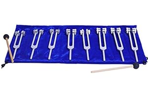 ENERGYSOUND 7 chakras +1 horquillas de afinación ponderadas con propósito de alma Incluye ariete y funda