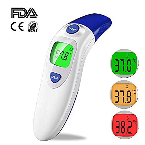 Henweit - Termometro Digitale Professionale a infrarossi per Orecchie e Fronte, per Neonati, Bambini e Adulti, 1 Secondo Tempo di misurazione, Memoria di richiamo e avviso Febbre, CE/FDA
