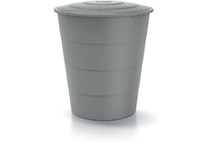 Kreher® XXL Regentonne 'Smooth' 510L mit Deckel und Standfuß (optional). Aus Kunststoff in Anthrazit/Grau. Dezente Optik im runden Format, zeitlos und modern. (Grau, Mit Deckel)