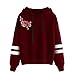 Produktbild Keepwin Damen Hoodie Kapuzenpullis, Frauen Langarm Kapuzenpulli Sweatshirt Pullover Tops Kapuzen Bluse (S, Stickerei | Weinrot B)