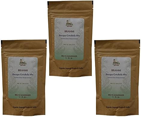 BRAHMI Powder (USDA Certified Organic) Bacopa monnieri~Centella asiatica - 100g ZipLock Pouch (Pack of 3) - Expedited Delivery