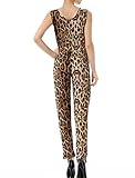 Allegra K Damen Ärmellos Leopardenmuster Freizeit Overall Hose - Braun, Damen, M (40) -