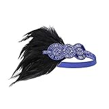 1920s Feder Stirnband Kristallhaar-Zusätze Tassel Headband, LEEDY Damen Indisch Retro Haarband Kopfbedeckung Flapper Straußenfeder Neuheit Design Great Kostüm Stirnbänder