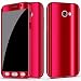 Produktbild Galaxy S7 Hülle Case 360 Grad Full Body Überzug Etui Shockproof Spiegel Protective Cover + Tempered Glas Schutzfolie Cover Handyhülle Schutzhülle Rückseite für Samsung Galaxy S7 (Galaxy S7, Rot)