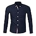 Produktbild Binggong Herren Shirt,Herrenmode Einfarbig Business Formale Casual Ribbon Schmücken Langarm-Shirt in Schwarz, Dunkelblau, Hellblau, Rot, Weiß