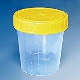  Taza para Muestra de Orina 100ml con Tapa Enroscable Amarillo / Estéril (5x unidades)
