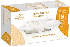 MediHands Clear Vinyl Powder Free Gloves | Food Safe | Disposable | Latex Free | Small - Pack of 100