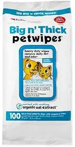 Petkin Petwipes ? Big 'n Thick Extra Large Pet Wipes for Dogs and Cats ? Cleans Face, Ears, Body and Eye Area ? Super Convenient, Ideal for Home or Travel-18 X 28 cm